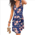 Amazon Explosions European and American woman tall clothes Large Size Dress Summer 2020 New Sexy V-Collar Printed Dress